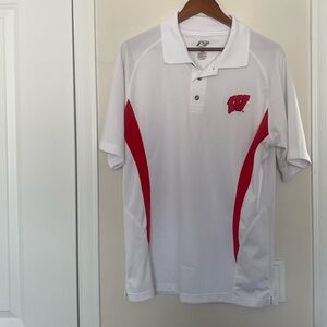 Wisconsin Badgers Polo Shirt Collared White Size M